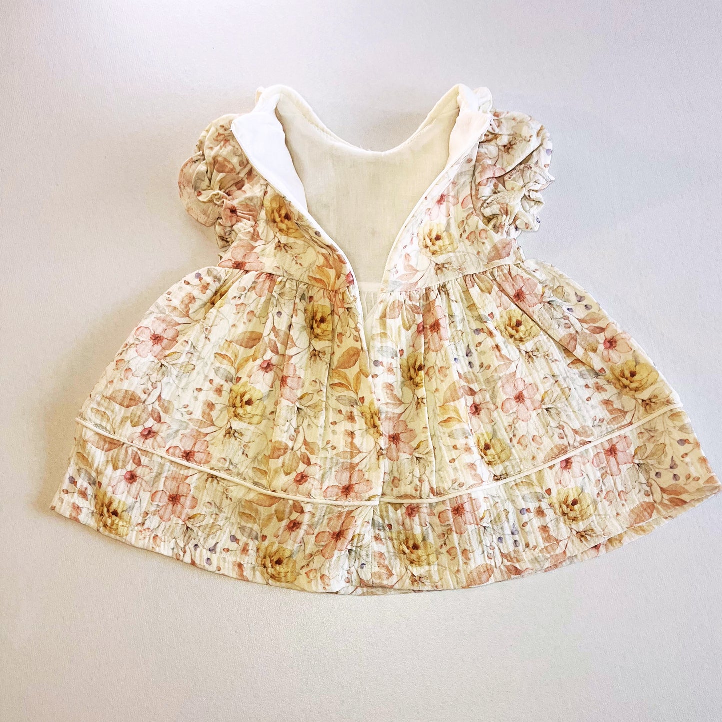 Vestito estivo in mussola floreale per bambine | Maniche corte | Tessuto di cotone traspirante e morbido