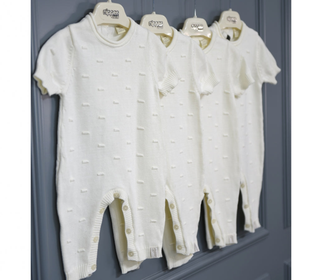 Knitted Baby Jumpsuit Organic Cotton Soft Unisex Overall Short Sleeves