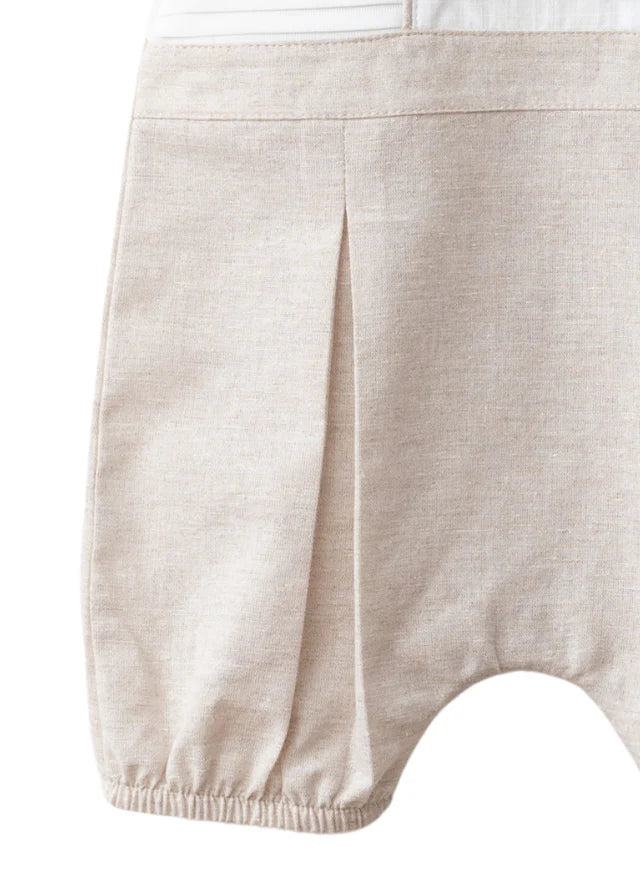Baby Boy Summer Romper Newborn | Breathable Linen & Cotton | Soft, Lightweight & Quick-Dry | Short Sleeves