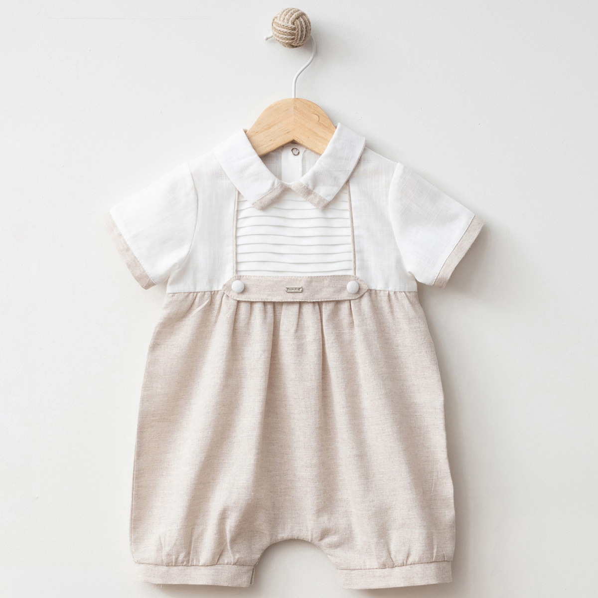 Baby Boy Summer Romper Linen & Cotton Short Sleeves