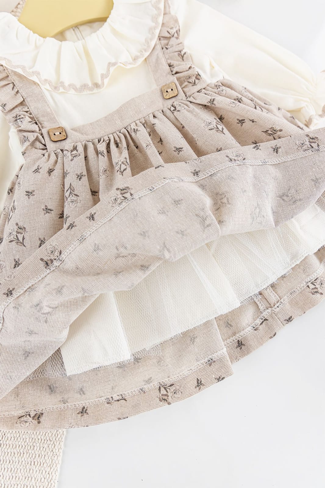 Vestido estampado de primavera para niña | Cuello redondo y mangas largas | Suave y ligero