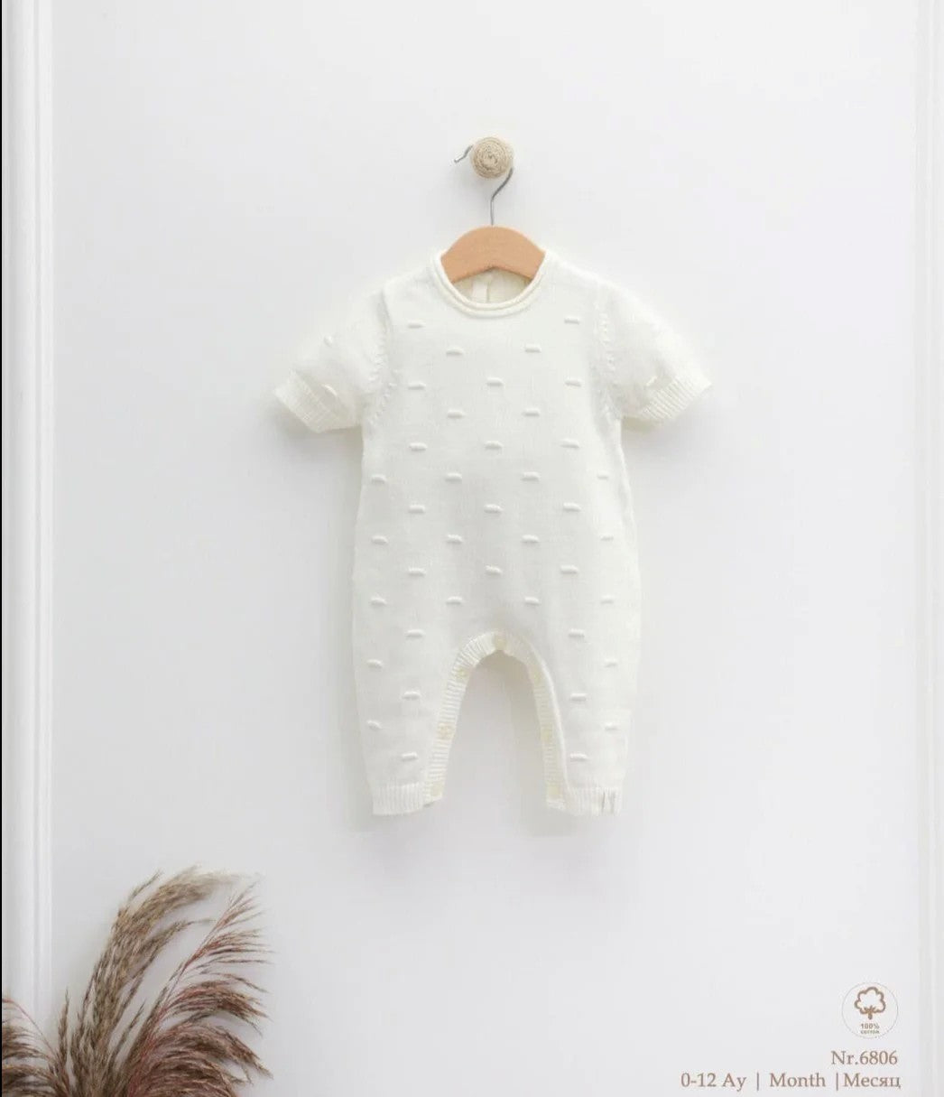 Tuta per neonati in maglia di cotone biologico | Tuta unisex morbida | Maniche corte