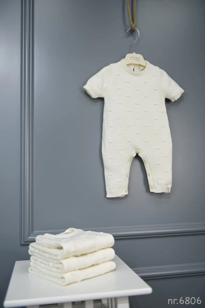 Tuta per neonati in maglia di cotone biologico | Tuta unisex morbida | Maniche corte