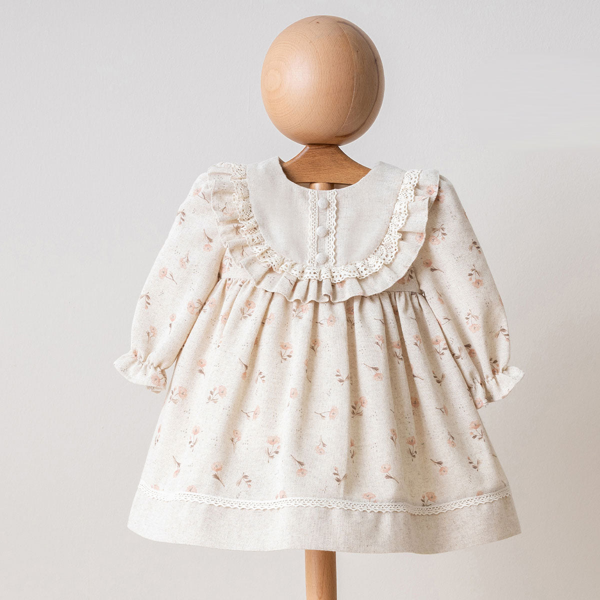 Baby Girls' Floral Cotton Spring Dress with Long Sleeves