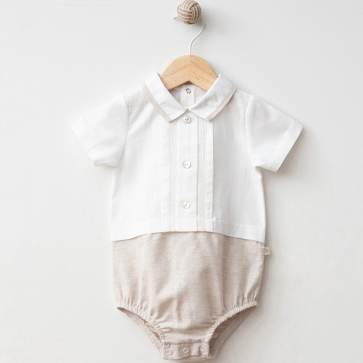 Elegant Baby Boy Summer Bodysuit | Short Sleeves | Breathable Cotton & Elastic Trims