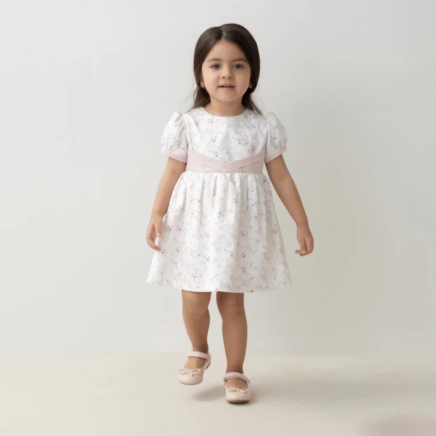 Abito in lino con stampa floreale per neonate | Traspirante e morbido | Tessuto leggero | Maniche corte