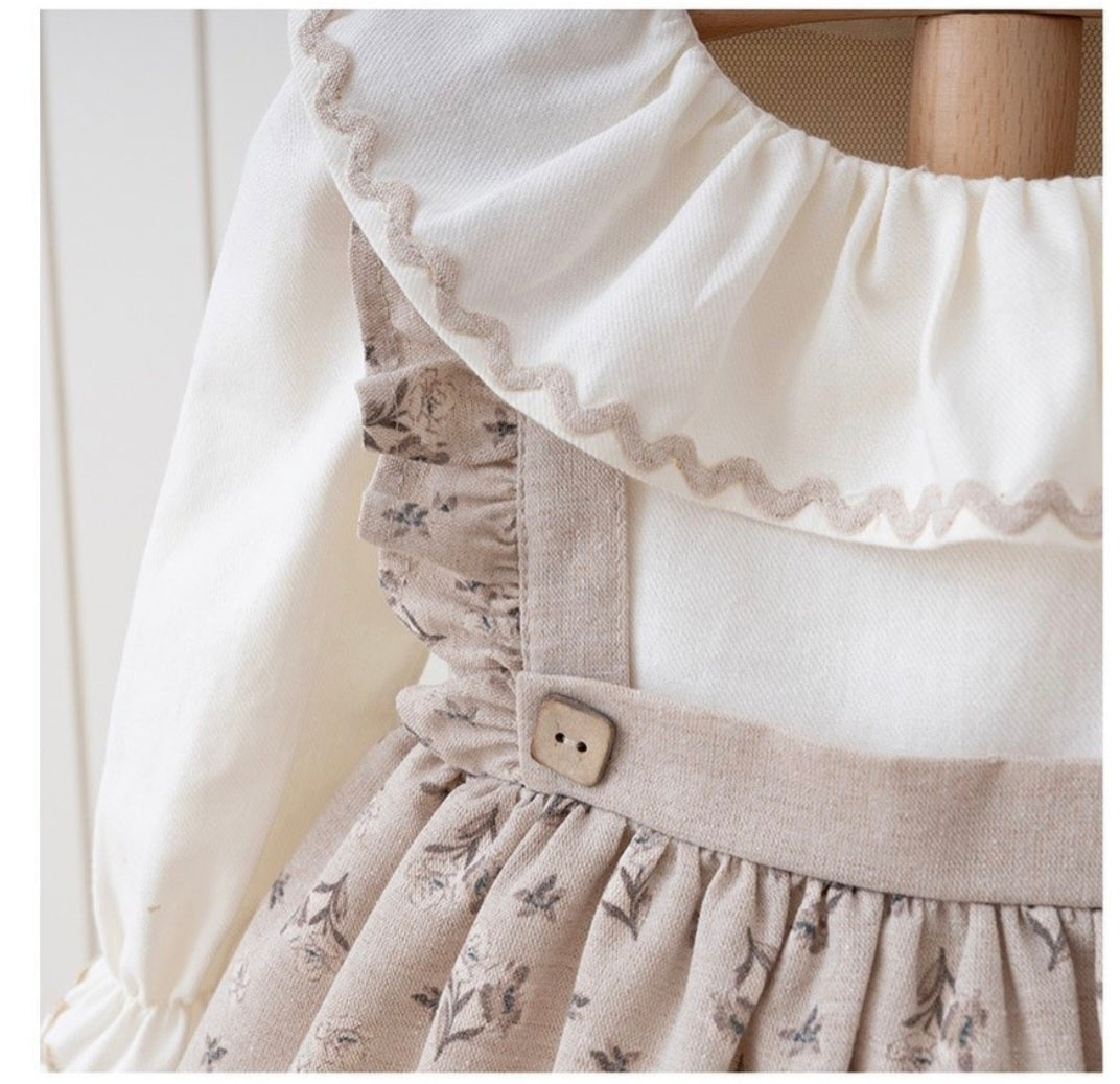 Vestido estampado de primavera para niña | Cuello redondo y mangas largas | Suave y ligero