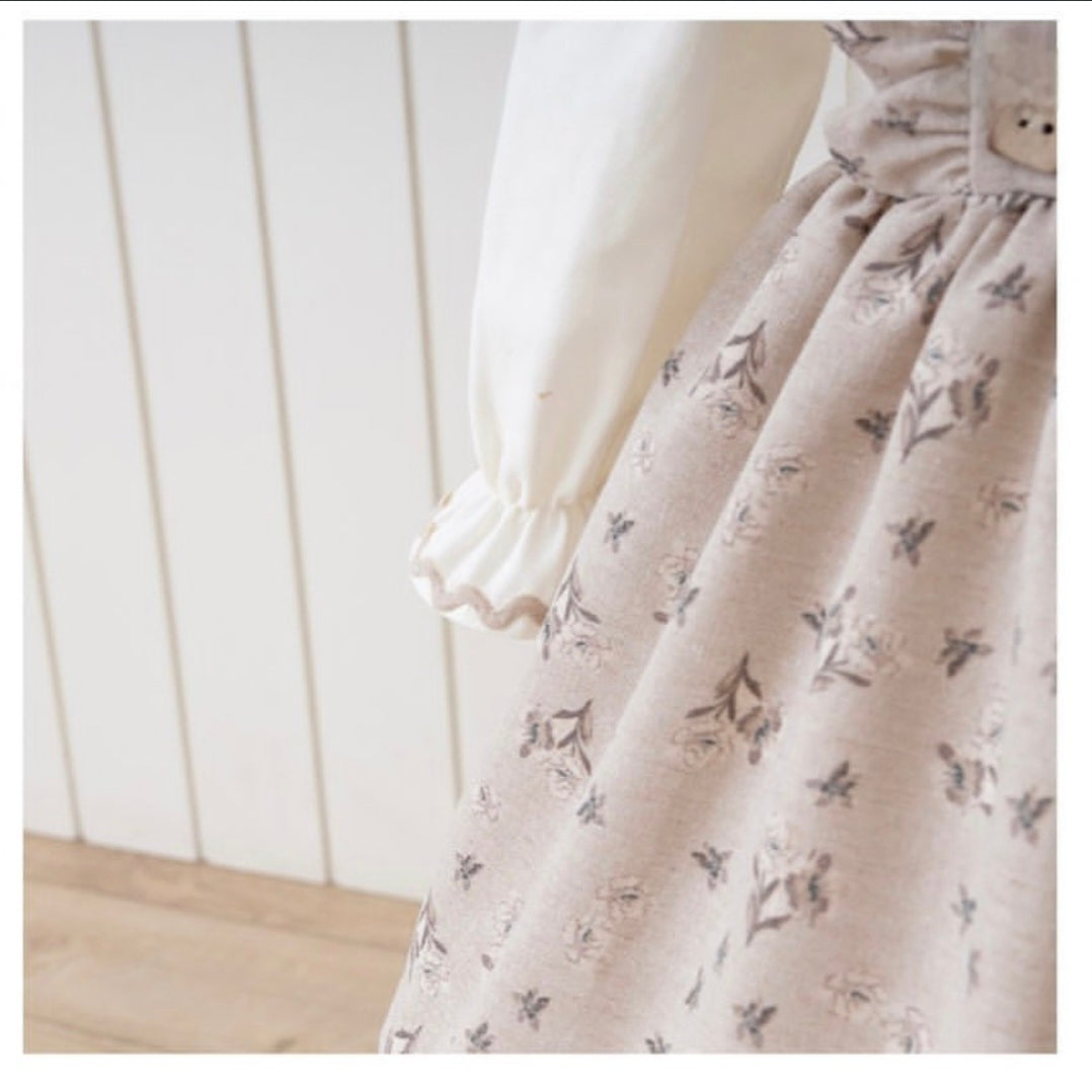 Vestido estampado de primavera para niña | Cuello redondo y mangas largas | Suave y ligero