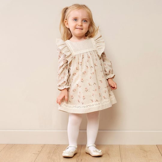 Vestido floral de primavera para niña | Mangas largas | Algodón suave y tejido ligero