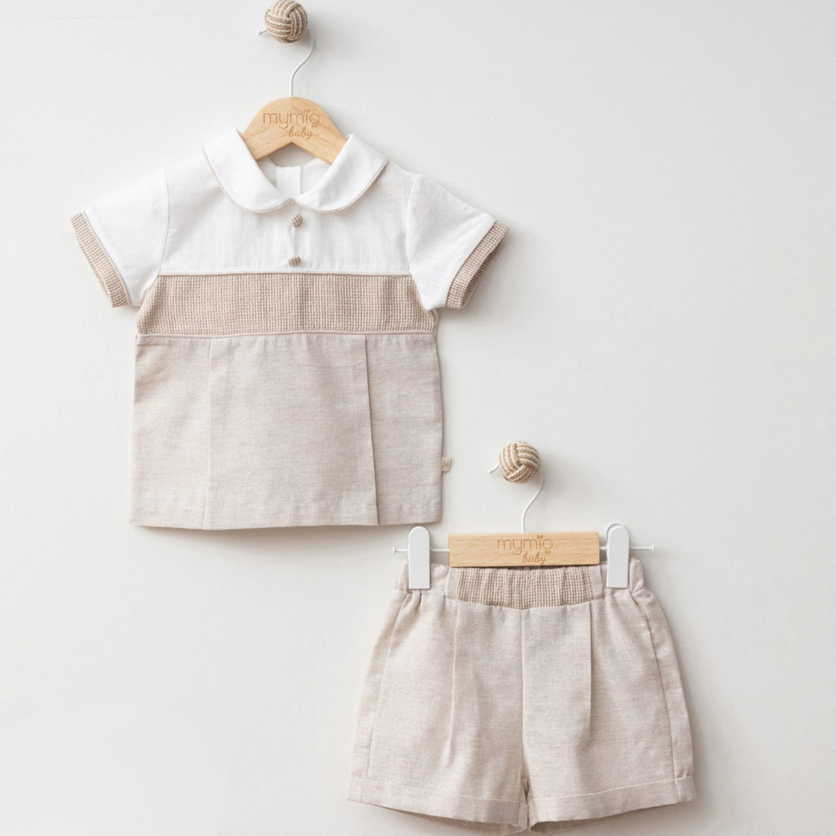 Baby Boy Summer Set | Two-Piece Outfit with Shorts | Linen & Cotton | Short Sleeves