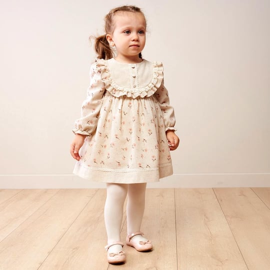 Vestido de algodón floral para niña | Mangas largas | Tejido ligero