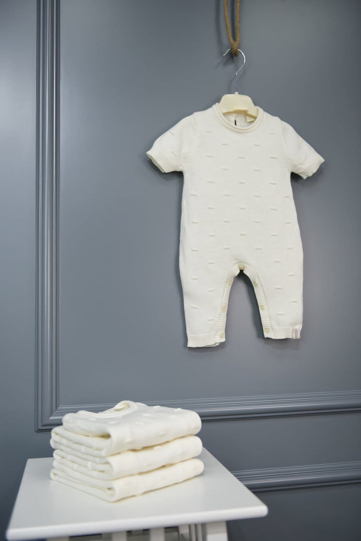 Unisex Organic Cotton Knitted Newborn Jumpsuit