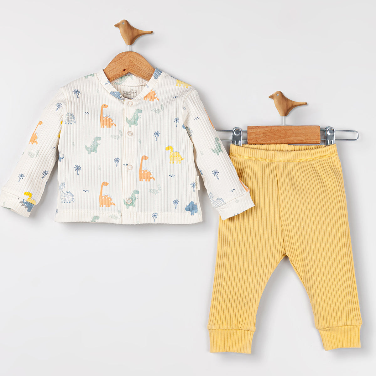Baby Boy Two-Piece Dino Outfit with yellow pants