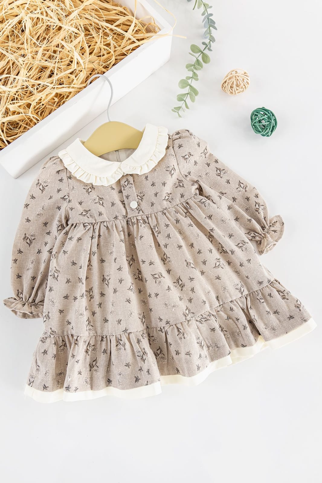 Baby Girls' Floral Patterned Dress | Long Sleeves | Lightweight Fabric